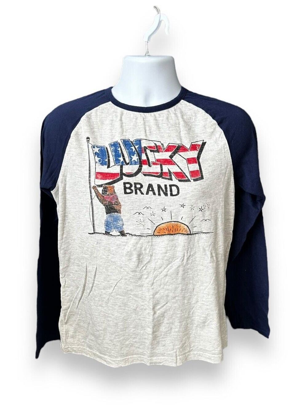 Lucky Brand Youth Raglan T-Shirt XL Gray Blue California Flag